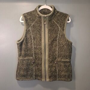 Woolrich Women's Fleece Full Zip Vest Size L Olive Green Heathered Outdoors